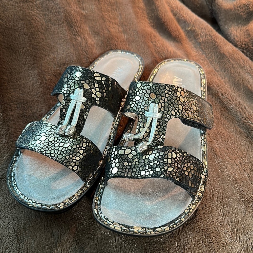 ALGERIA Pen-780-X Black and Silver Sandal Sz 40 (9.5-10)